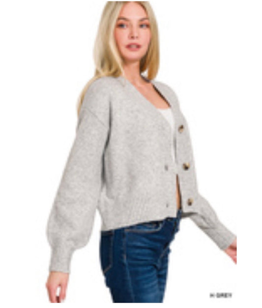 Chunky Cropped Cardigan- Teal
