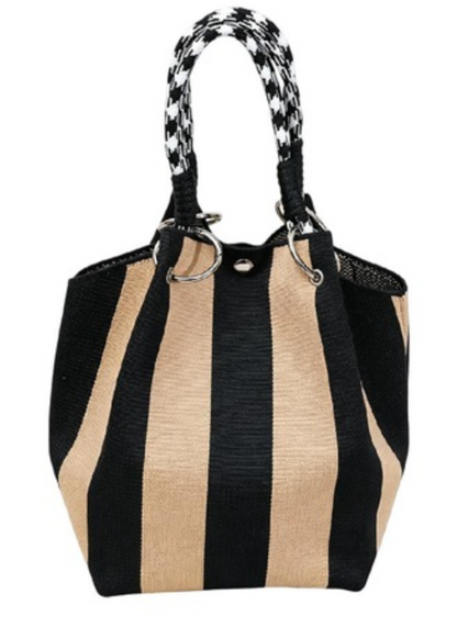 Geometric Knitted Bucket Tote Bag