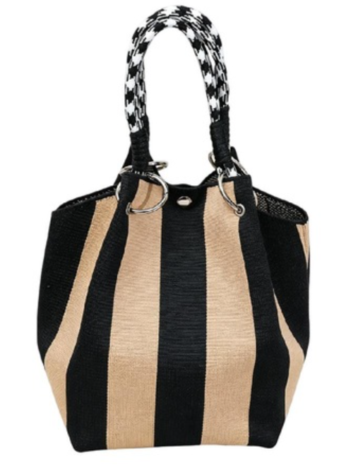Geometric Knitted Bucket Tote Bag