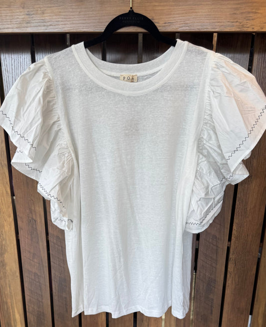 POL White Ruffle Top