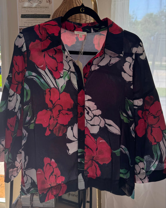 Black & Red Floral Blouse