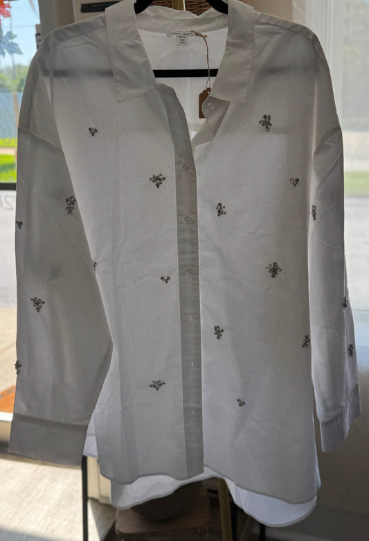 Tribal Jeans White Button Up W/ Gems