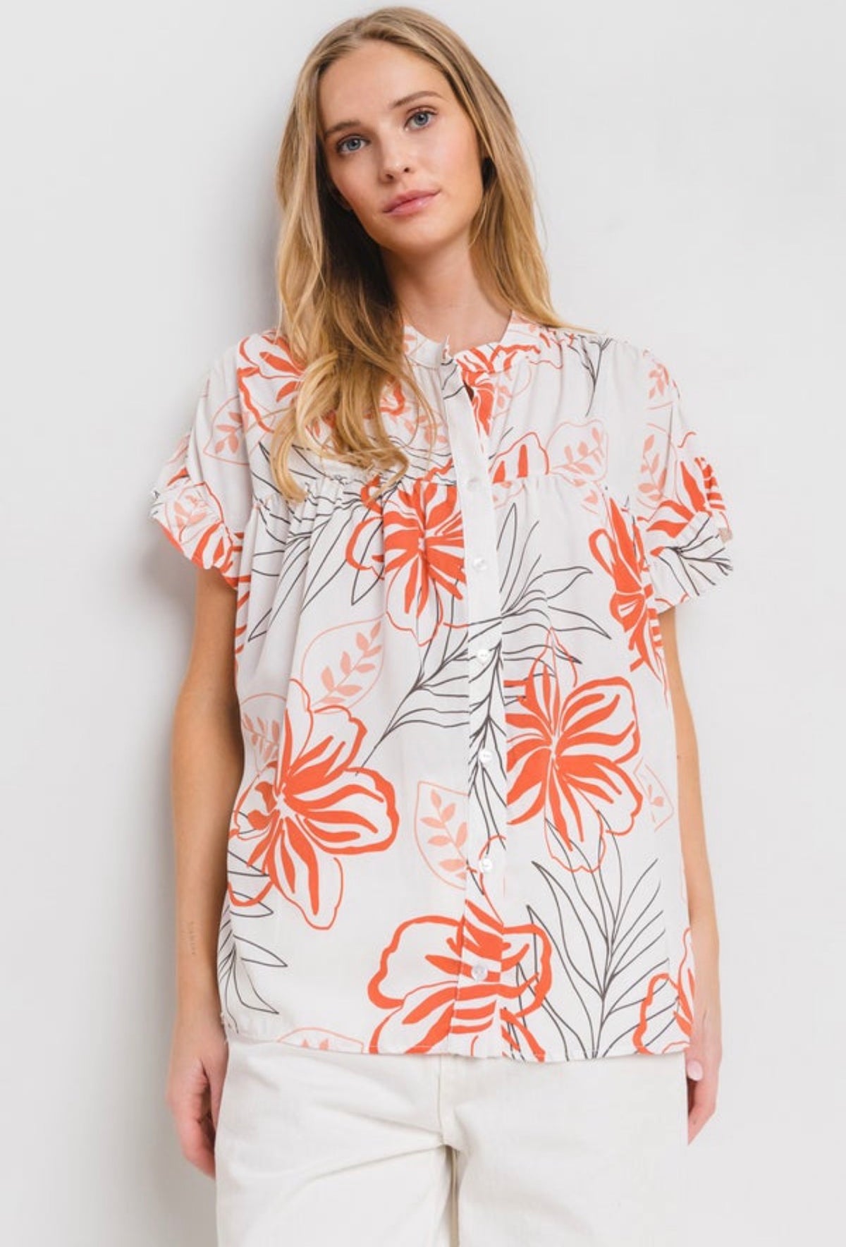 Ivory/Orange Blouse