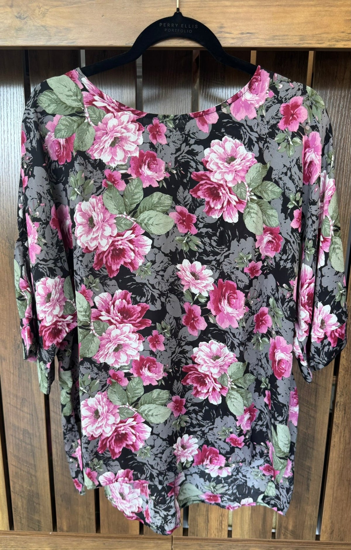Black Blouse with Pink Floral