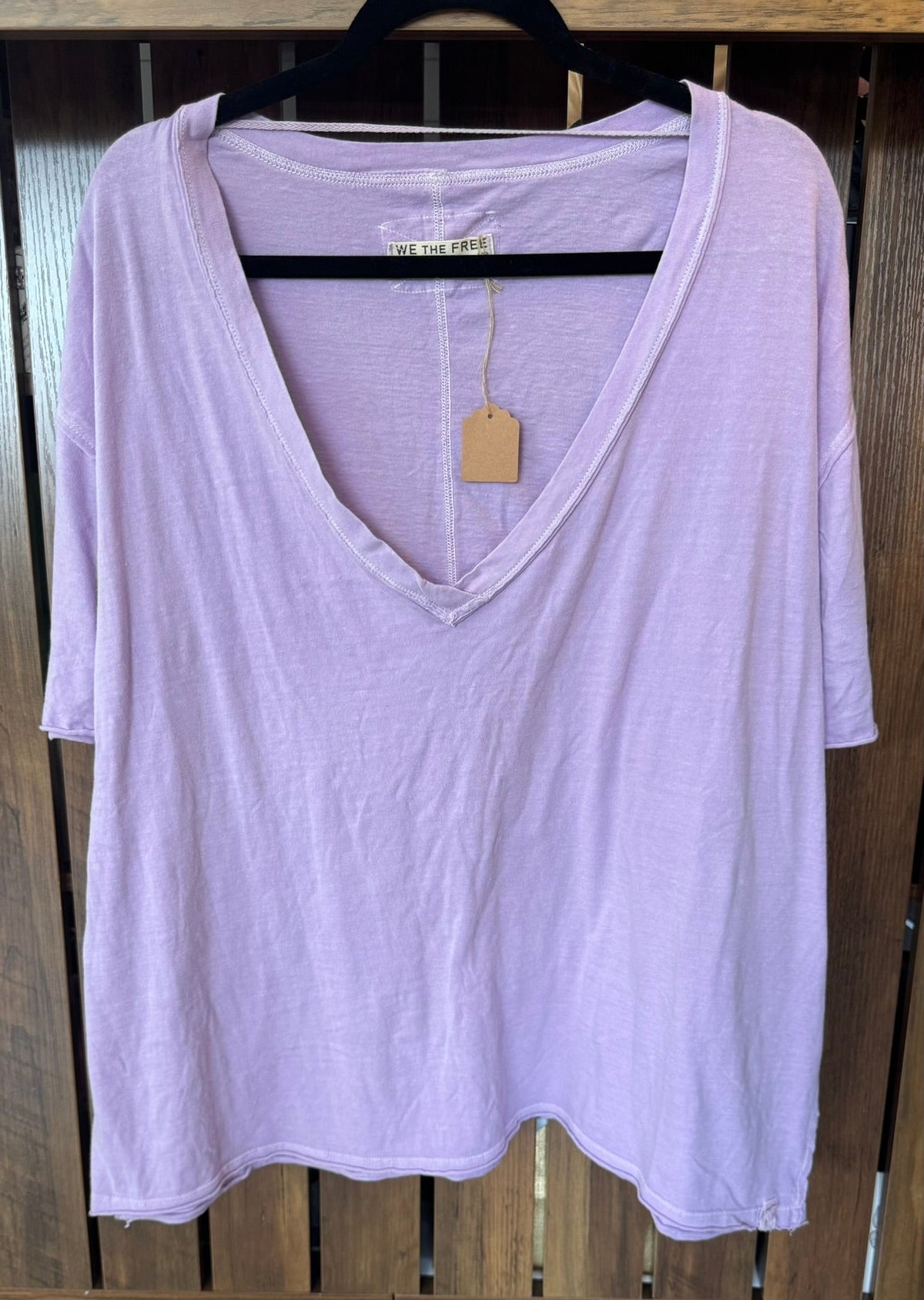 FREE PEOPLE Purple V-Neck T-Shirt (Pre-Loved)