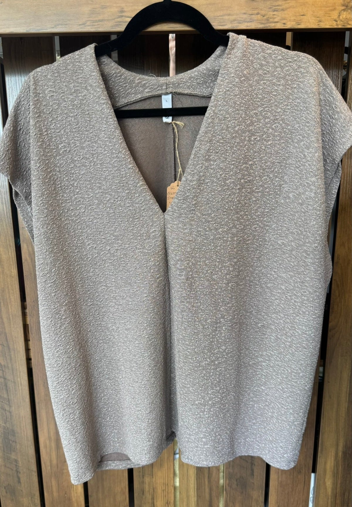 Glam Metallic Short Sleeve Blouse