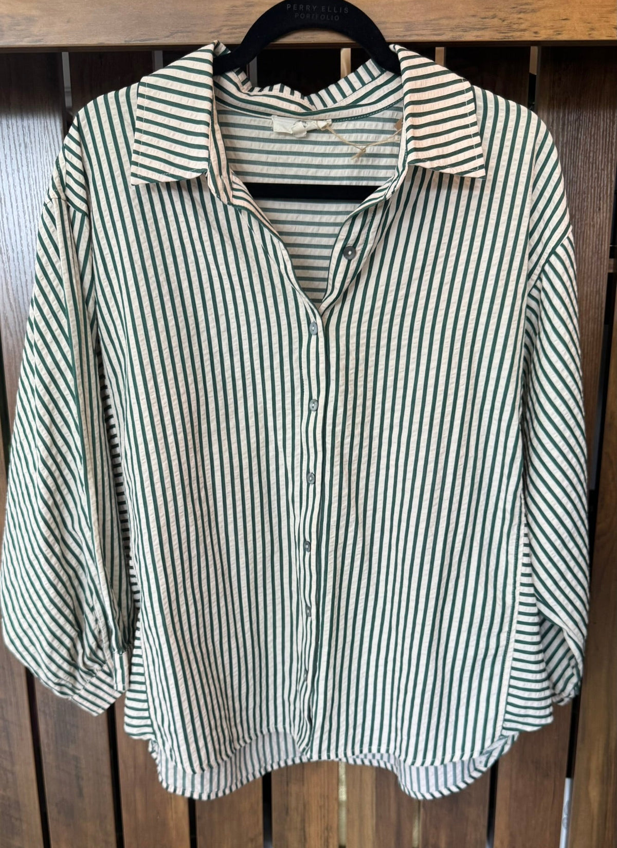 Entro Green/Ivory Stripe Top