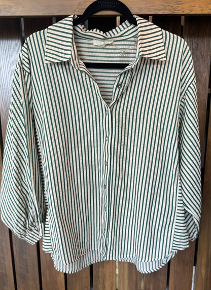 Entro Green/Ivory Stripe Top