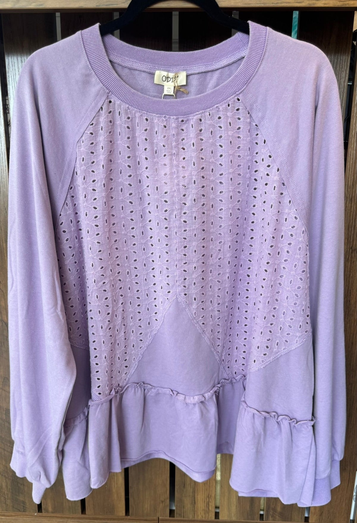 Oddi Lavender Eyelet Top