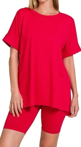 Zenana Red Biker Set